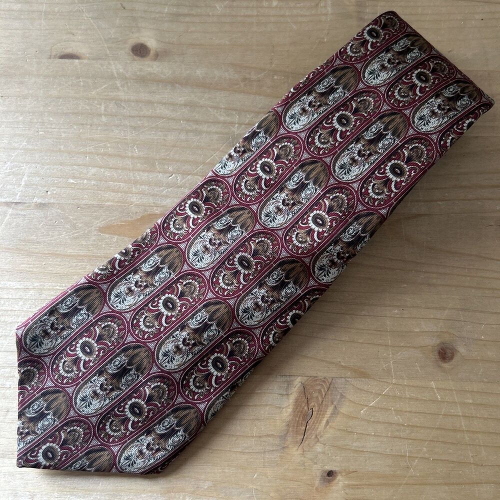 Guy Laroche Tie Vtg Red Floral Floral Silk Necktie 58" x 3.5"